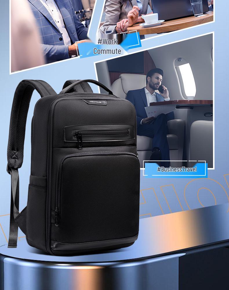 Men's High-End Expandable Backpack: Business Travel Laptop Bag, Lightweight and Stylish