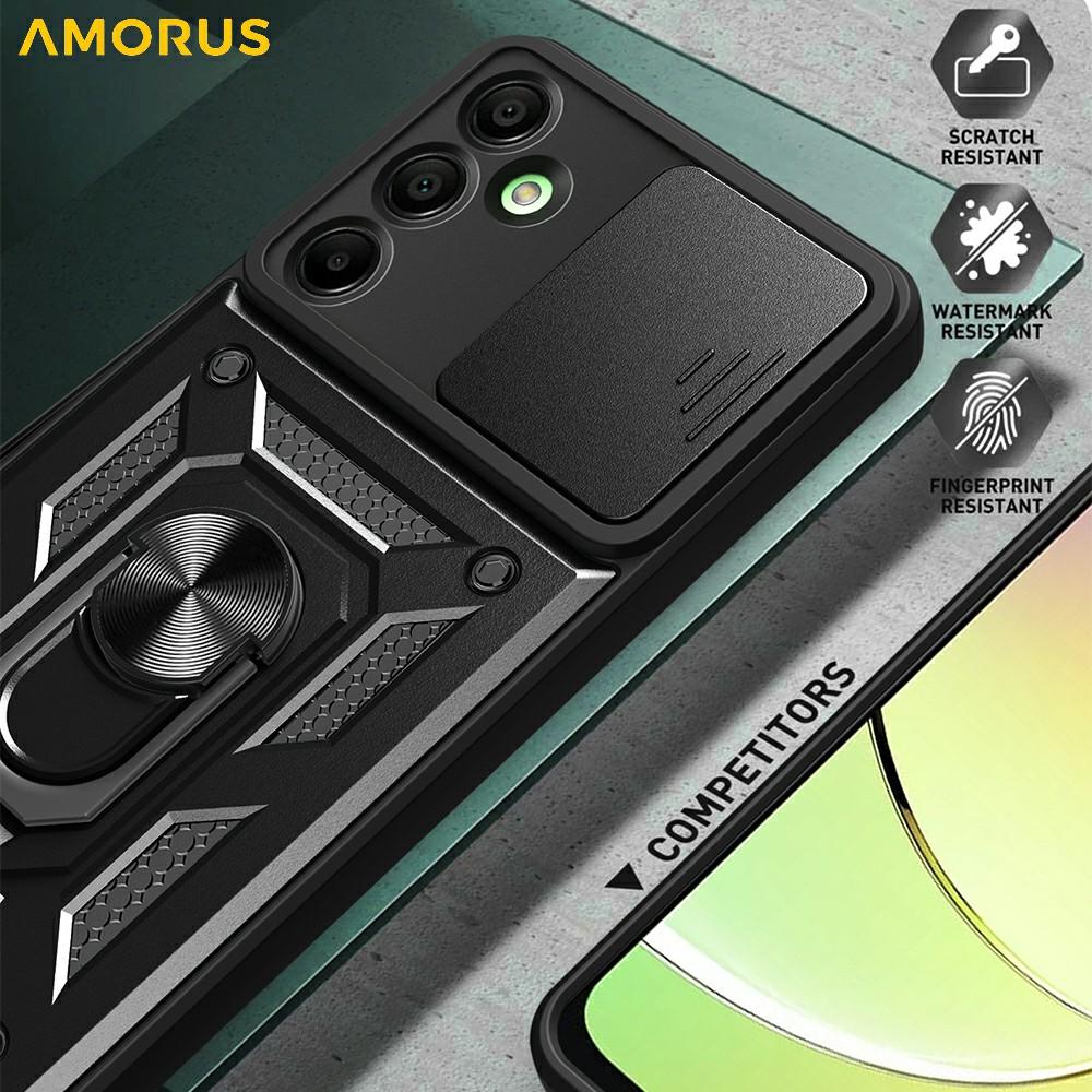 AMORUS For Samsung Galaxy A16 5G/4G Case Kickstand PC+TPU Phone Cover with Camera Lens Slider