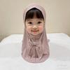 Beautiful Plain small girl hijab with bow simple cute hijab hats women's caps can fit 2-6 years old girls