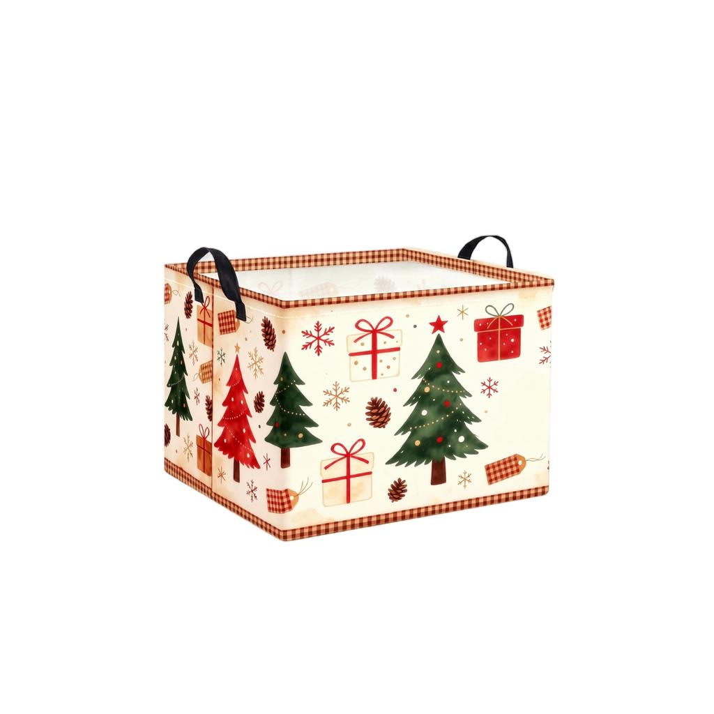 Christmas Square Foldable Storage Basket for Home Organization and Holiday Storage