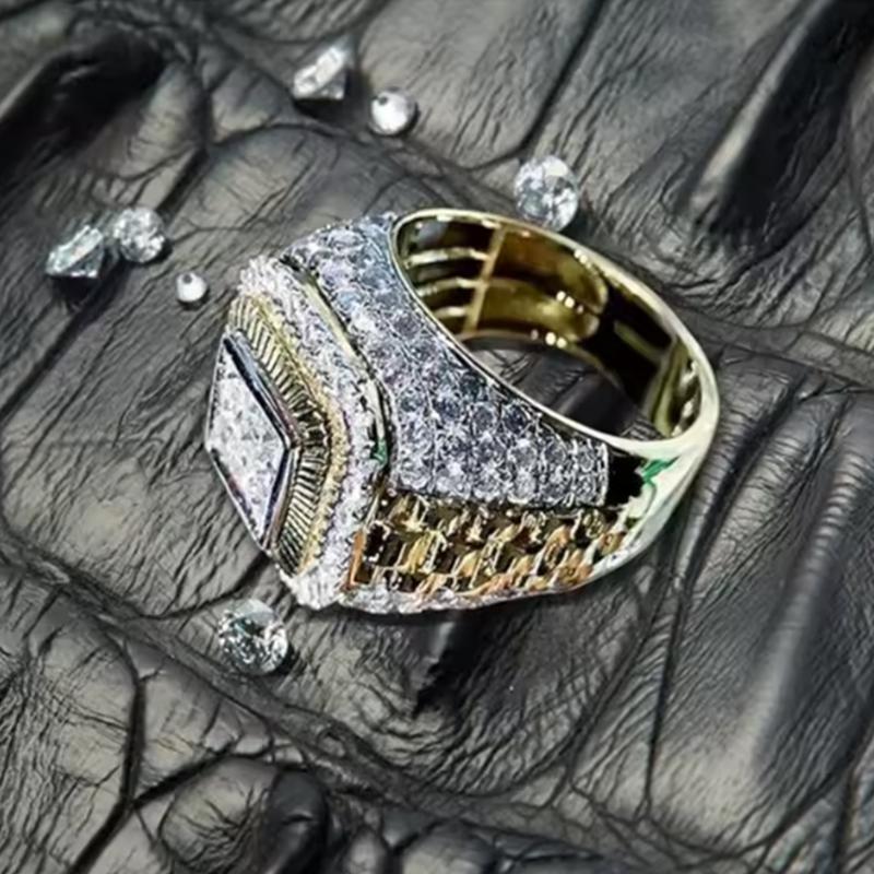 Hip Hop Rings For Men Jewelry Inlaid White Zircon Punk Wedding Ring Size 6-13