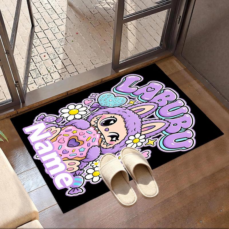 Custom Name Personalized Labubu Print Carpet, Versatile Home Decor Rug, for Playroom, Apartment, Balcony, Entryway, Hallway Gift
