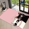 Floral Black Cat Area Rug Carpet Non Slip Floor Mat with Pastel Wildflower Print Washable Welcome Rug for Front Door Entryway