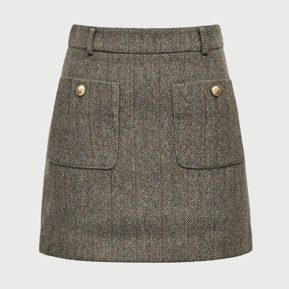 MOMEN Herringbone Wool Mini Skirt_Xmtdk3Za21125