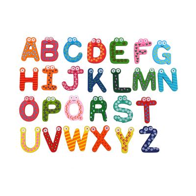 26ks Set Letters AZ Kids Dřevěná abeceda s magnetem na ledničku Dětská vzdělávací hračka