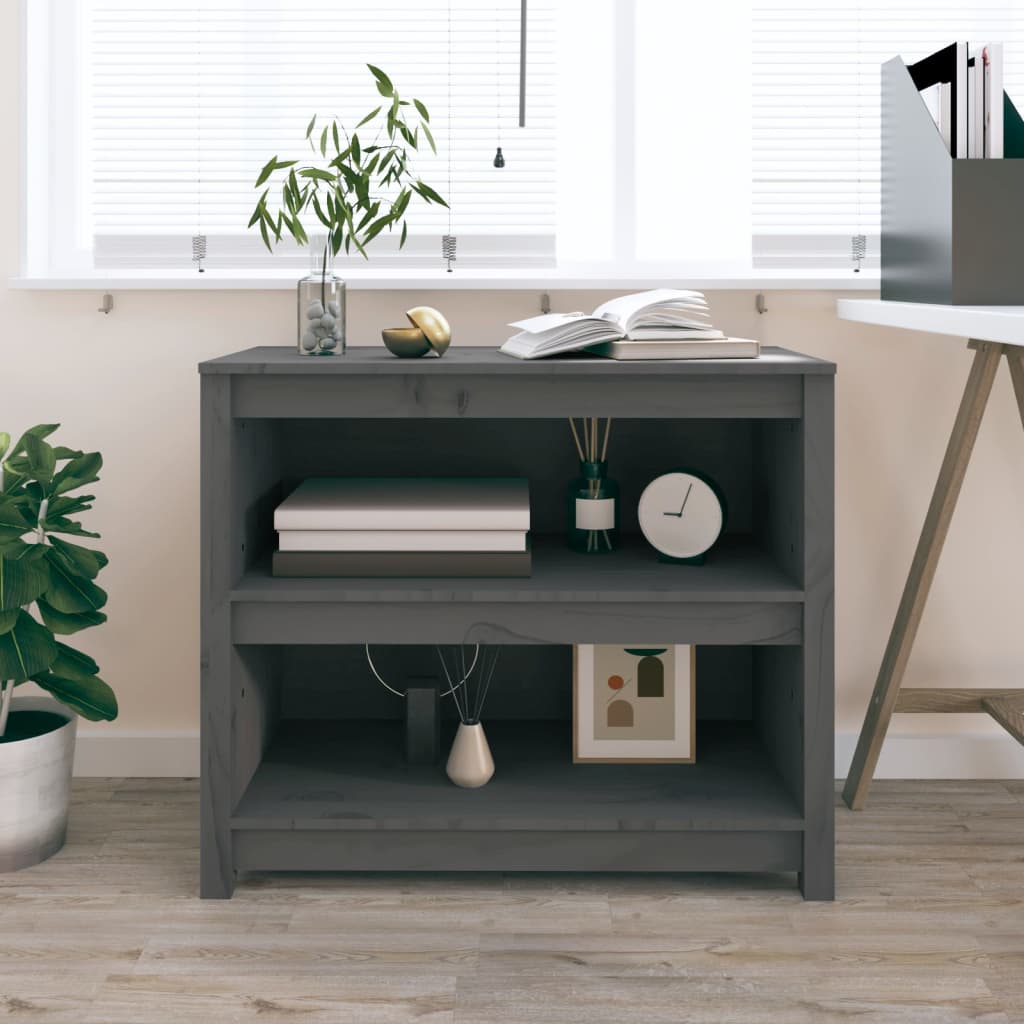 Bookshelf Gray 80 x 35 x 68 cm Solid Pine Wood