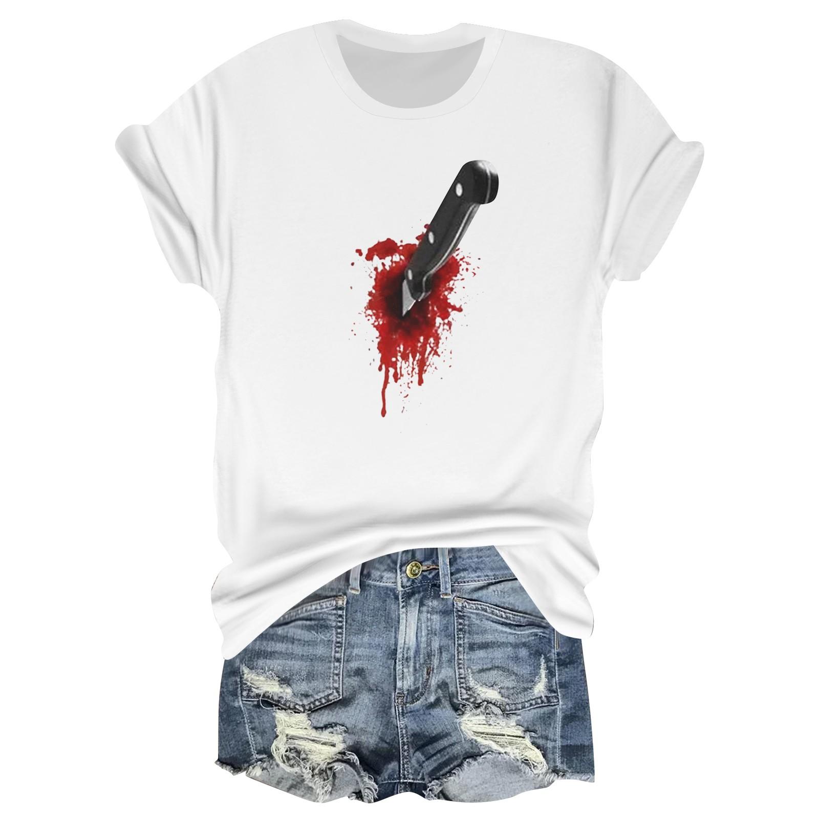 

Женская повседневная футболка с круглым вырезом, принтом на Хэллоуин и коротким рукавом M