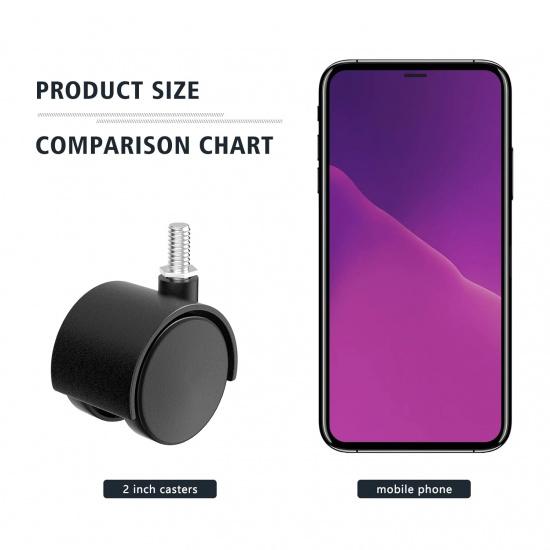 5 PCS 2 Inch Nylon Plastic Replacement Casters Rotating Furniture Wheels Floor Protection Office Chair Rotating Casters Threaded Rod Black