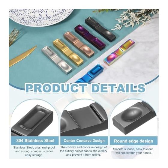 uxcell 2 Pcs Chopstick Rests, 304 Stainless Steel Utensil Holder, 10.5cm x 2cm x 1.3cm, Spoon Fork Teaspoon Rest, Dining Tool Rest, Kitchenware,