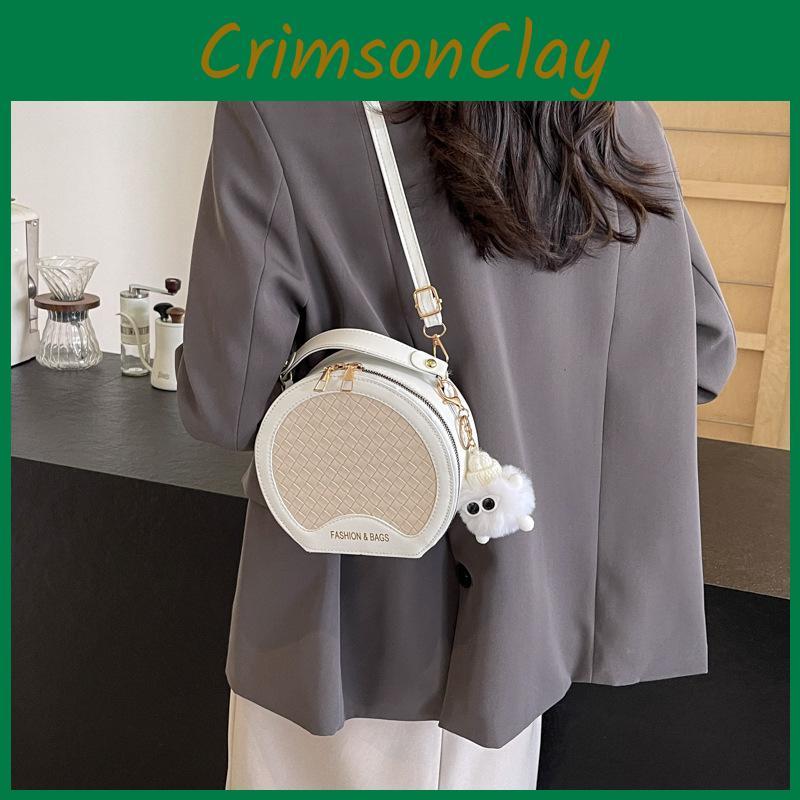 Stylish Trendy Womens Round Crossbody Bag With Zip Closure In Chic Black