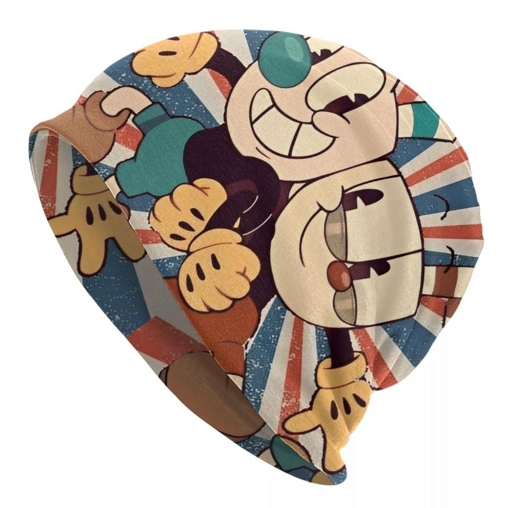 Great Retro Game Battle Cuphead Skullies Beanies Hats Spring Unisex Outdoor Caps Warm Multifunction Bonnet Hats