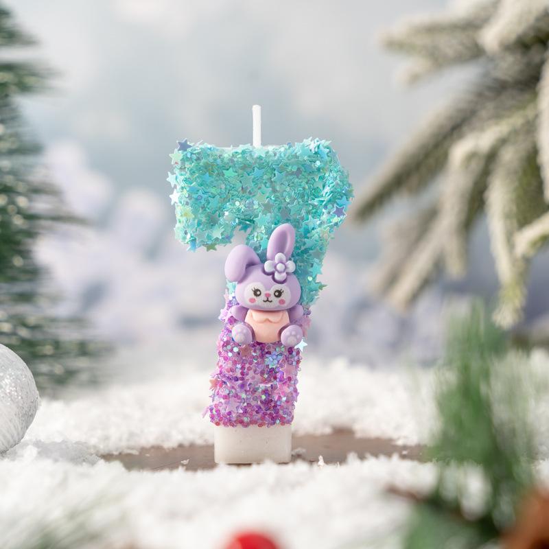 Creative Cute Cartoon Purple Bunny Digital Birthday Candle Children's Party Atmosphere Cake Decoration