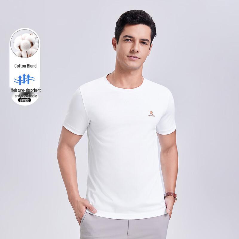MONTAGUT Men's Faux Layered Breathable Embroidered Short Sleeve T-Shirt