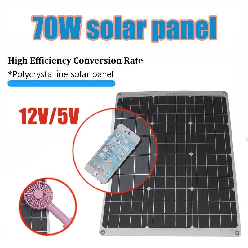 70W Dual 5V USB Solarpanel Effiziente Batterieaufladung für Wohnmobil Auto Boot Outdoor