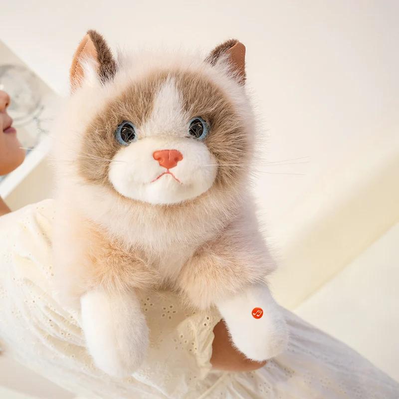 4 Styles Lifelike Cat Plush Toys Lovely Fluffy Lying Prone Ragdoll Cat Doll Warm Cozy Throw Pillow Kids Companion Home Decor