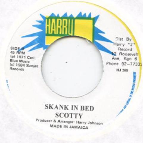 

7-дюймовая пластинка SCOTTY (2) / BONGO HERMAN - Skank In Bed / African Breakfast HJ208 Harry J Records 1971 Япония Регги, Ска и Даб