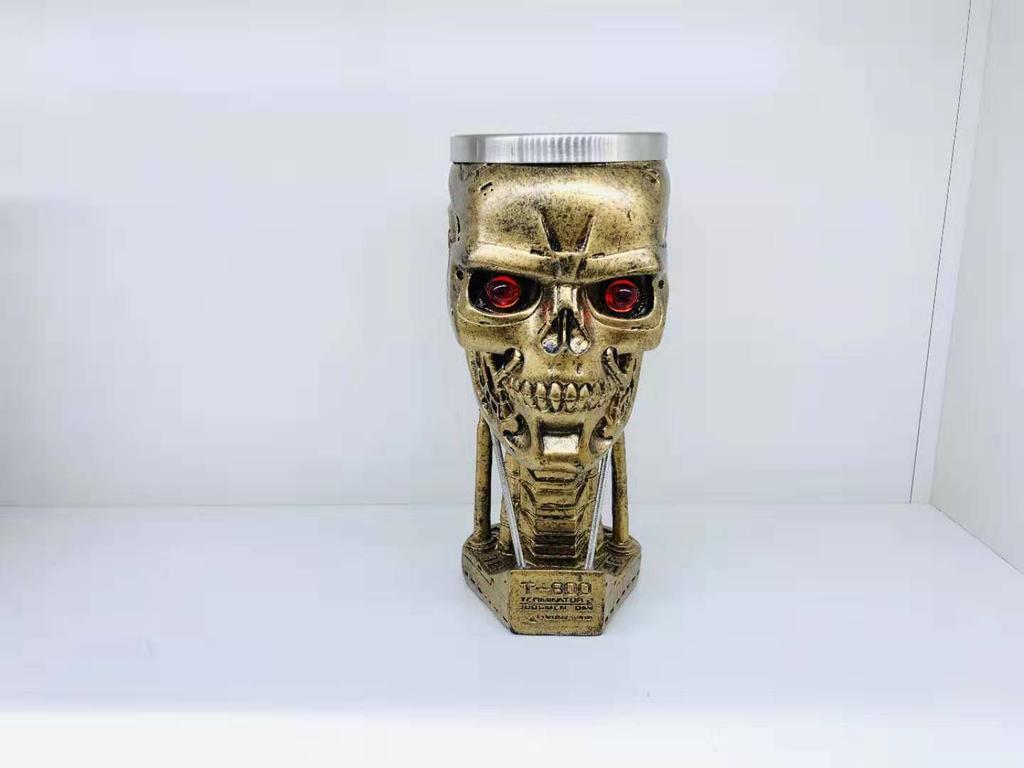 New T800 T2 Skull Terminator Endoskeleton 2 Head Stainless Steel Goblet Resin Model Toy Collection gift 300-400ml