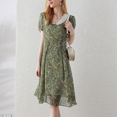 Chiffon-Midikleid mit kurzen Ärmeln für ältere Damen