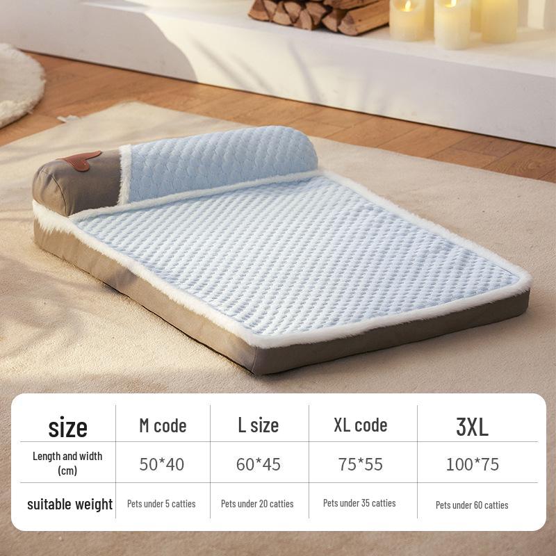 Four Seasons Thickened Dog Cushion: Warm, Removable, Washable Pet Nest & Sleeping Mat for Large Dogs.