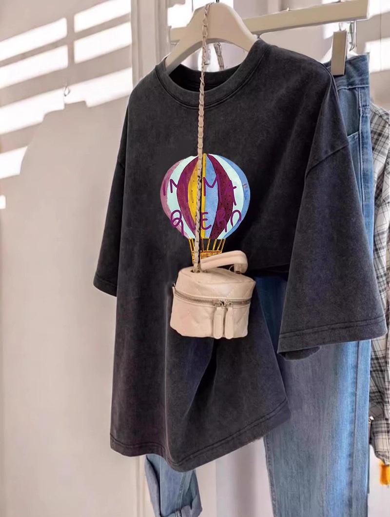 

Oversize Loose round Ne ort Sve Women s T-irt Waed ey Vintage Sle Summer Top Korean Commute Faion Casual Cotton M