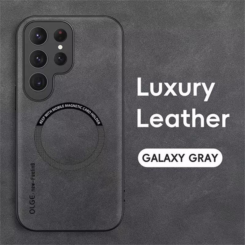 Luxusní kožené magnetické pouzdro pro Samsung Galaxy S20 S21 S24 S23 S22 Ultra FE Note10 Note20 Plus Magsafe Wireless Charge Cover