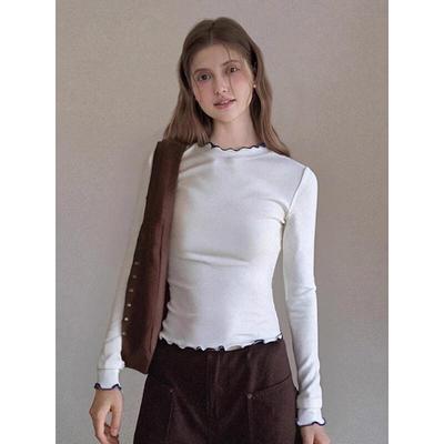 Iiiamx Damen Rüschen Stehkragen Langarm T-Shirt