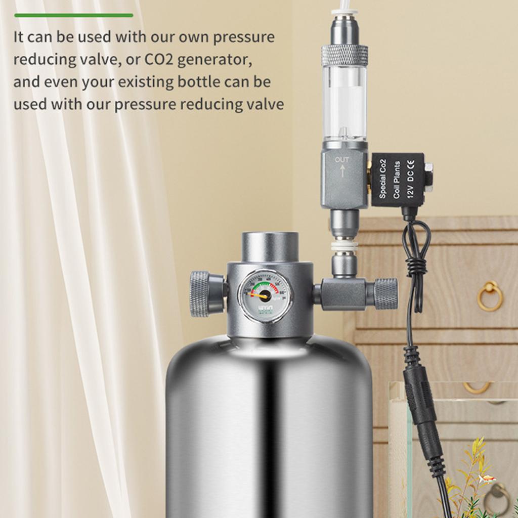 Precision Aquarium CO2 Pressure Regulator Solenoid Valve Quick Connect Bubble Meter Corrosion Resistant Design