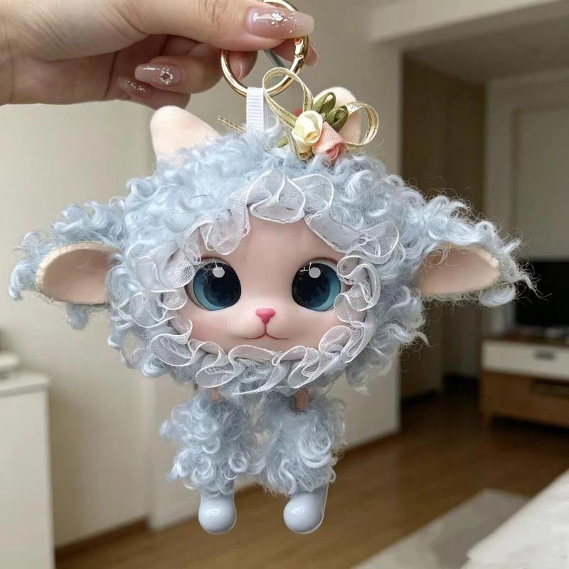 Cute Fluffy Lamb Plush Keychain Vinyl Doll Sheep Stuffed Backpack Pendant For Girls And Collectors Birthday Gifts