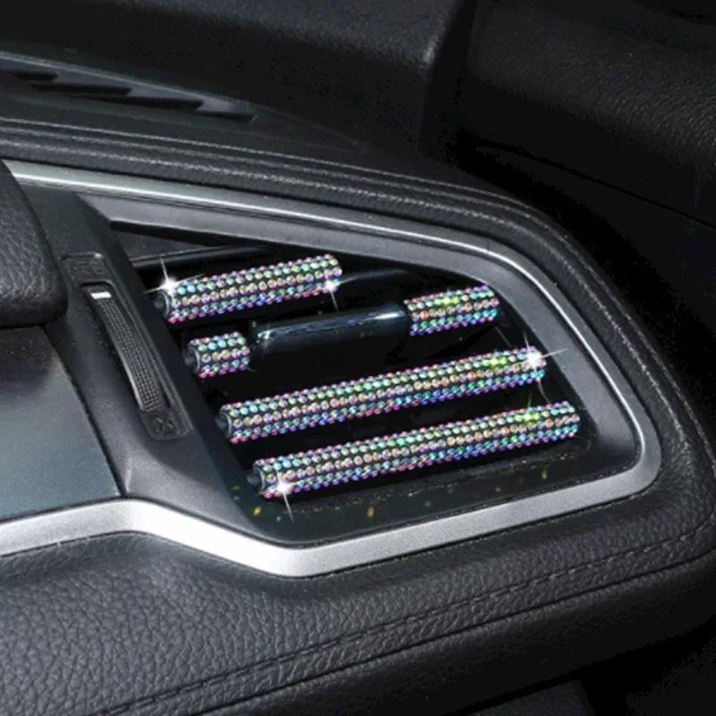 1/10Pcs Diamond Car Air Conditioner Outlet Strip Drill U Shape Rhinestone Clip Decoration Shiny Crystal Trim Strip Accessories