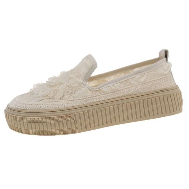 Thick-soled Mesh Breathable Single Shoes Women's 2025 Spring and Summer New Fairy Wind Fisherman Shoes One Pedal Lazy Shoes Loafers