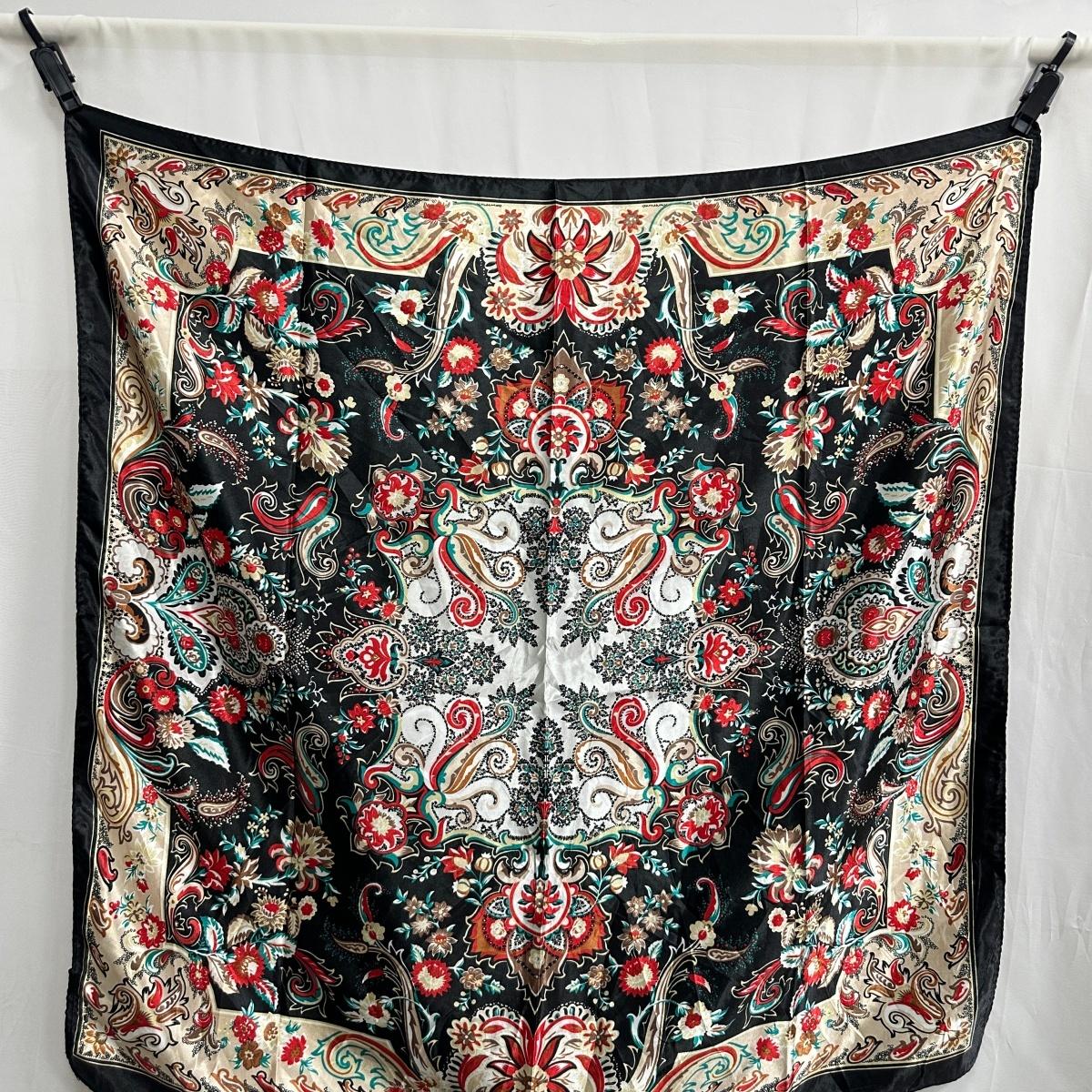 Scarf Square Female Hijab Bandana Handkerchief Satin Scarves Woman Headscarf Print Luxury Turban Wind Fashion Accessory 90x90cm