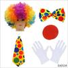 Colorful Clown Polka Dot Costume Set with Nose, Hat, Wig, Bow Tie, and Magic Props.