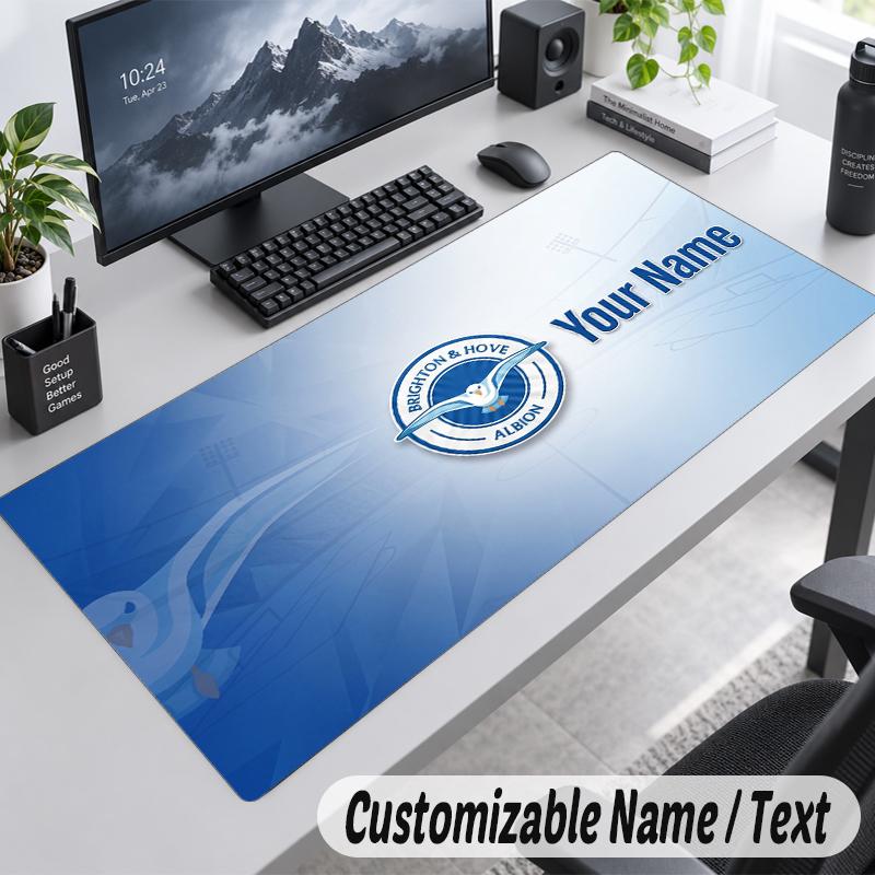 Custom Name Text Mouse Pad Brighton & Hove Albion Football Personalized Desk Pad For Work And Gaming