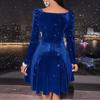 2026 New Women's Velvet Bodycon Dress, V-Neck Long Sleeve Short Cocktail Dress with Waist Cinching, Sexy Holiday & Party Velvet Gown