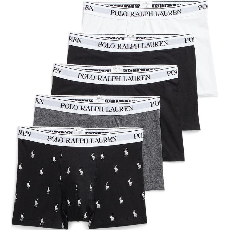 Polo Ralph Lauren SS22 Striped All Over Logo Print Boxer Briefs 5 Pack Men Underwear 714864292-004