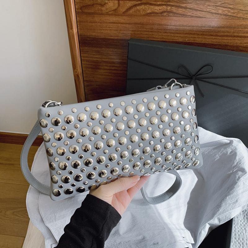 Retro Small Rivets PU Leather Shoulder Bag for Women Punk Style Handbags and Purses Females Crossbody Bags