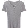 BETU Women's Slim-Fit V-Neck Knit Short Sleeve Top