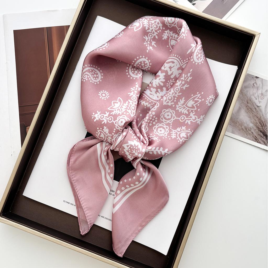 New Print Carriage Print Scarf Women'S Spring And Summer Soft Satin Scarf Retro Versatile Shawl Headscarf