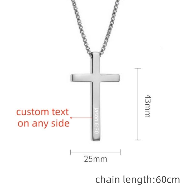 Personalized CROSS NECKLACE for Men Women Boys Girls Custom Name Engraved Pendant Necklace Catholic Christian Gift for Him
