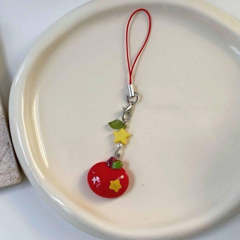 

Anan Girl Christmas Red Pingguo Mobile Phone Chain Instagram Bag Hanging Decoration Cute Handmade Beaded Goubon Pendant Internet Celebrity D