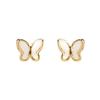 Japanese Style 3D Butterfly White Mother-of-Pearl Stud Earrings, Titanium Steel with 18K Gold Plating - Elegant Internet Celebrity Ear Accessories.