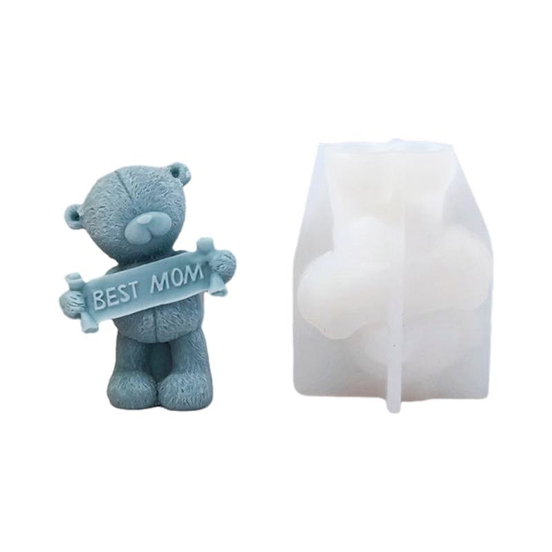 3D Slogan Bear Shaped Candle Silicone Mold for DIY Hand-made Candle Ornaments Mould Handicrafts Making Tool Baking Mold