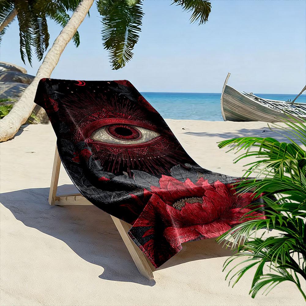 Mystical Blooming Eye Whispers Print Beach Towel, Quick Drying, Suitable for Travel, Outdoor Sports, Jogging, the Beach and Swimming, Gift