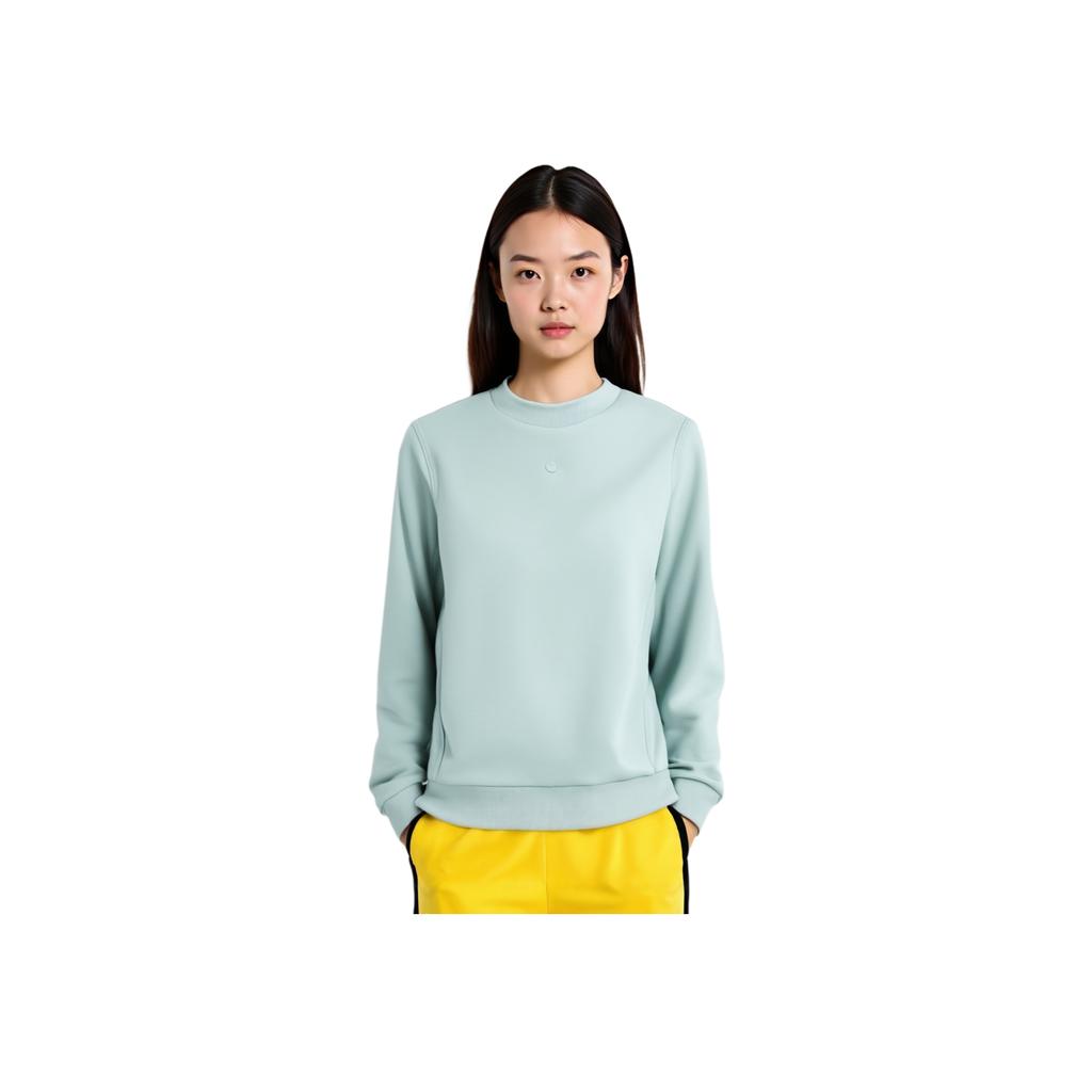Li Ning Fitness Series Solid Color Fleece Warm Loose Pullover Sweatshirt Women sweatshirt Stone-Blue-Gray AWDT782-1