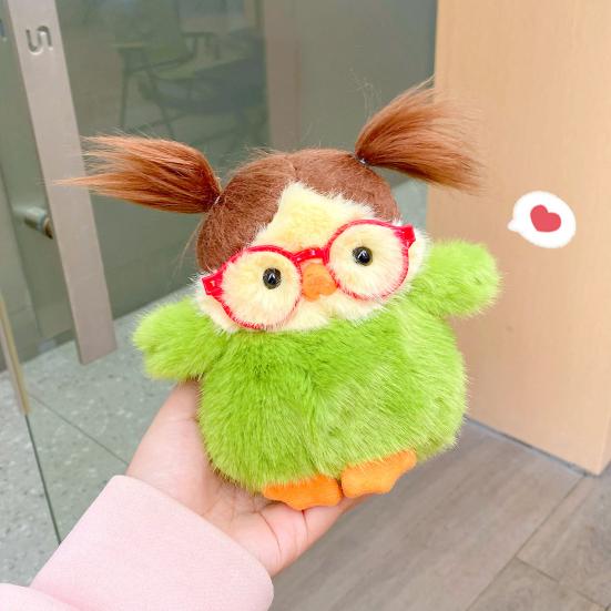 Funny Bird Plush Toy Cute Fat Parrot Sparrow with Glasses & Hair Mini Palm-sized Stuffed Animal for Stress Relief Desk Decor And Gift