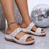 Platform Wedge Sandals With Shiny Rhinestones – Stylish Versatile And Hiking Sandals Women S Home Sandals For Women Memory Foam