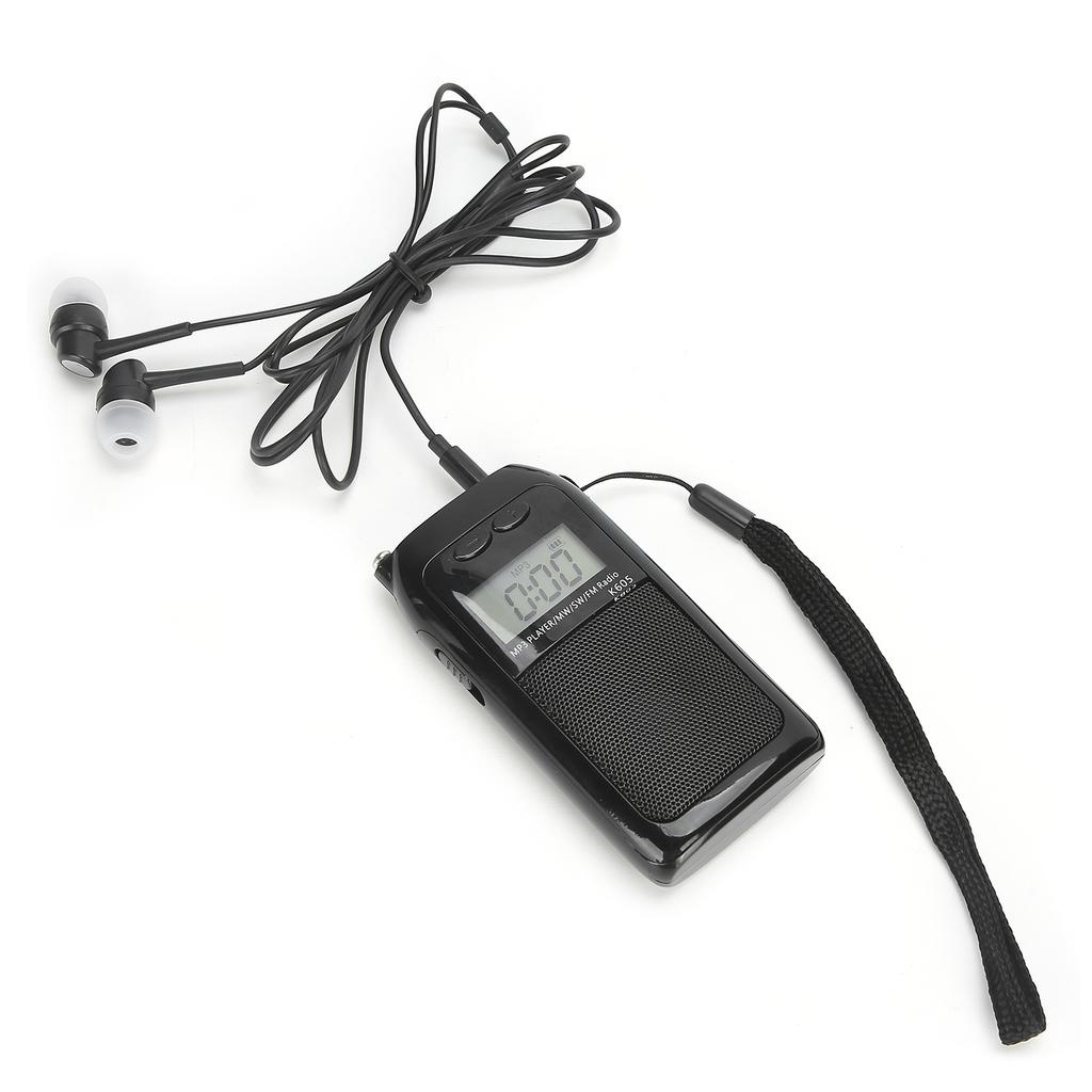 K‑605 Mini MP3 Player FM/SW/MW Digital Tuning Radio Receiver LCD Display with Earphones