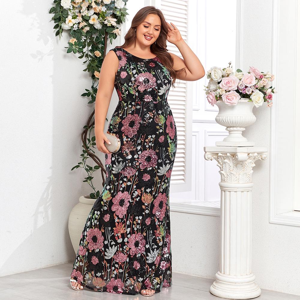 

Women s Rose Gold Sleeveless Mermaid Gown - Sparkly Plus Size Evening Dress 2024 2X Large кирпич красный