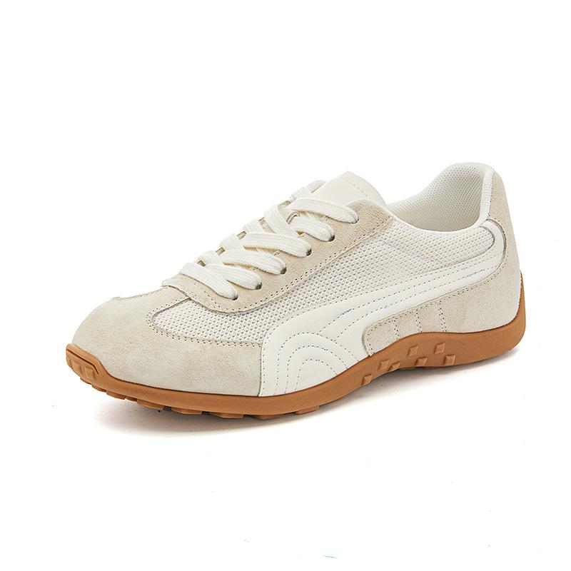 Genuine leather Forrest Gump shoes women's 2025 summer new thick-soled versatile little white shoes women's color matching retro ballet training s