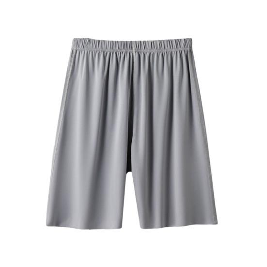 Pantaloncini da pigiama da uomo Pantaloncini da homewear Vita elastica pieghettata Gamba larga Pantaloncini casual larghi e morbidi traspiranti con cavallo profondo e lunghezza al ginocchio